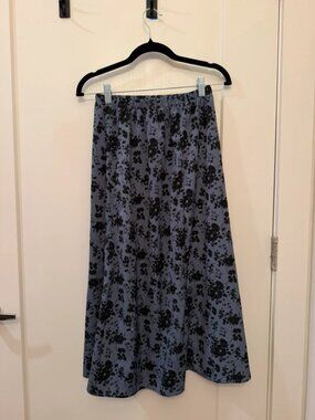 Blue and Black Flowers Skirt